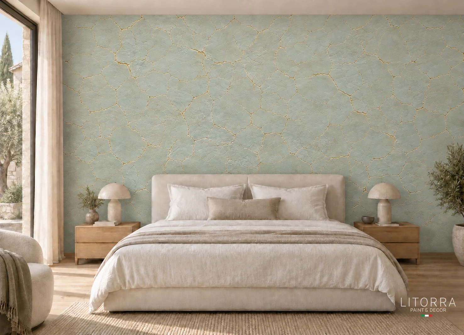 CRAQUELIA · Céladon & Or · Chambre · Tête de lit