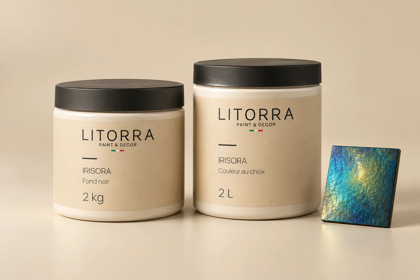 Kit IRISORA: fond noir 2 kg et couleur au choix 2 L.
