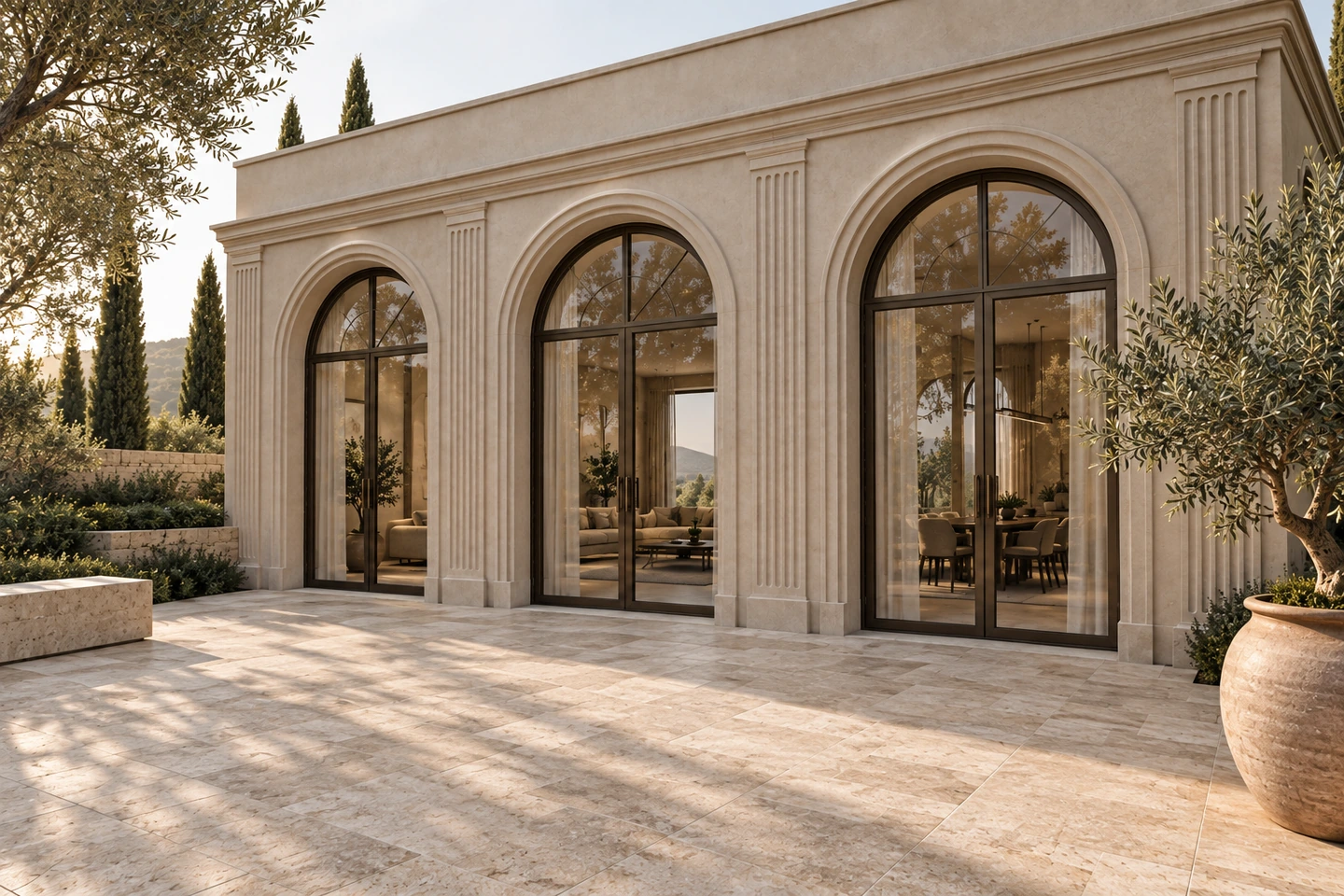 ROMA ARCADE — patio grège — autre angle extérieur.