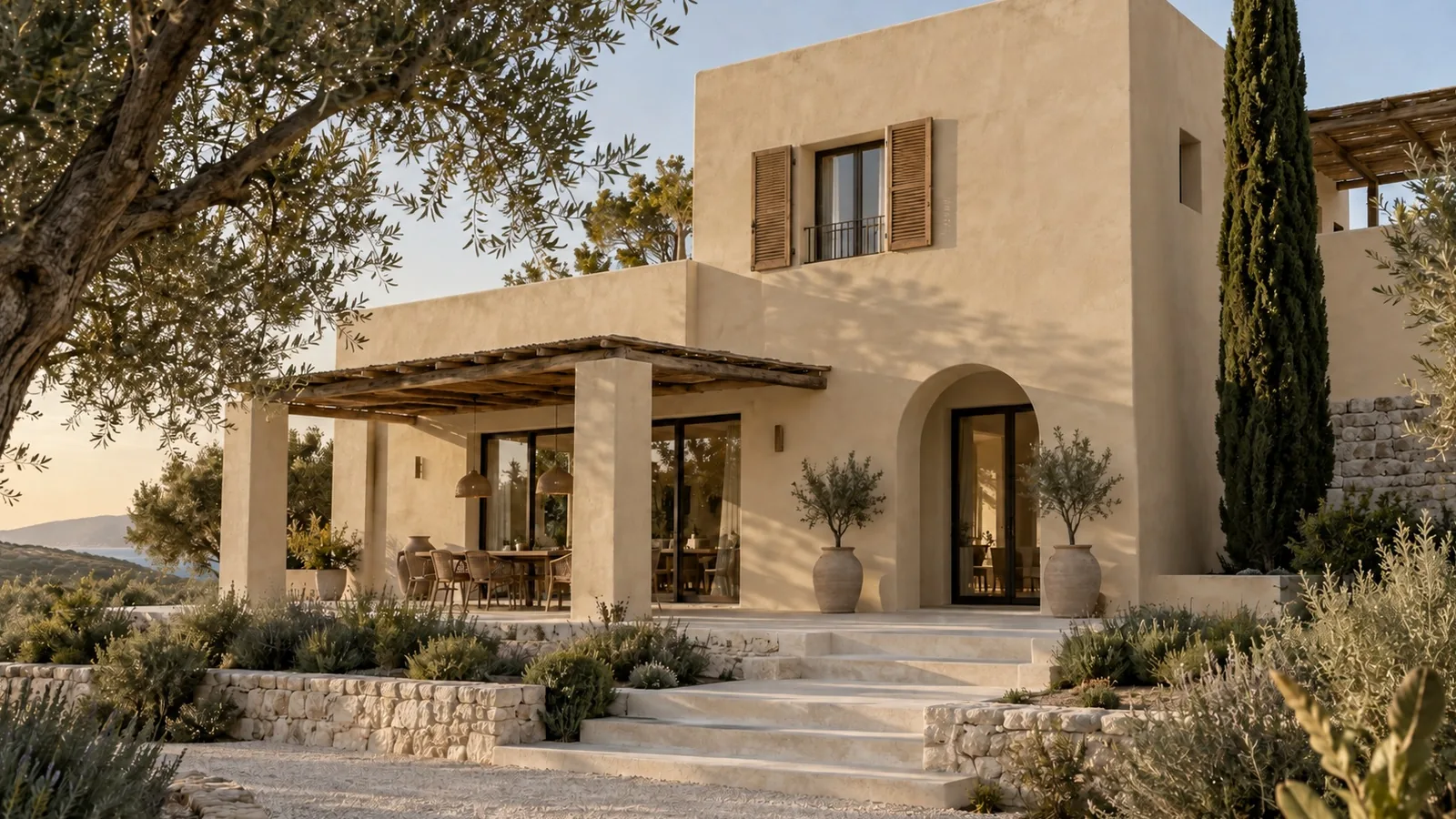 CALCELIA · Sable, Maison méditerranéenne en lumière de fin d’après-midi