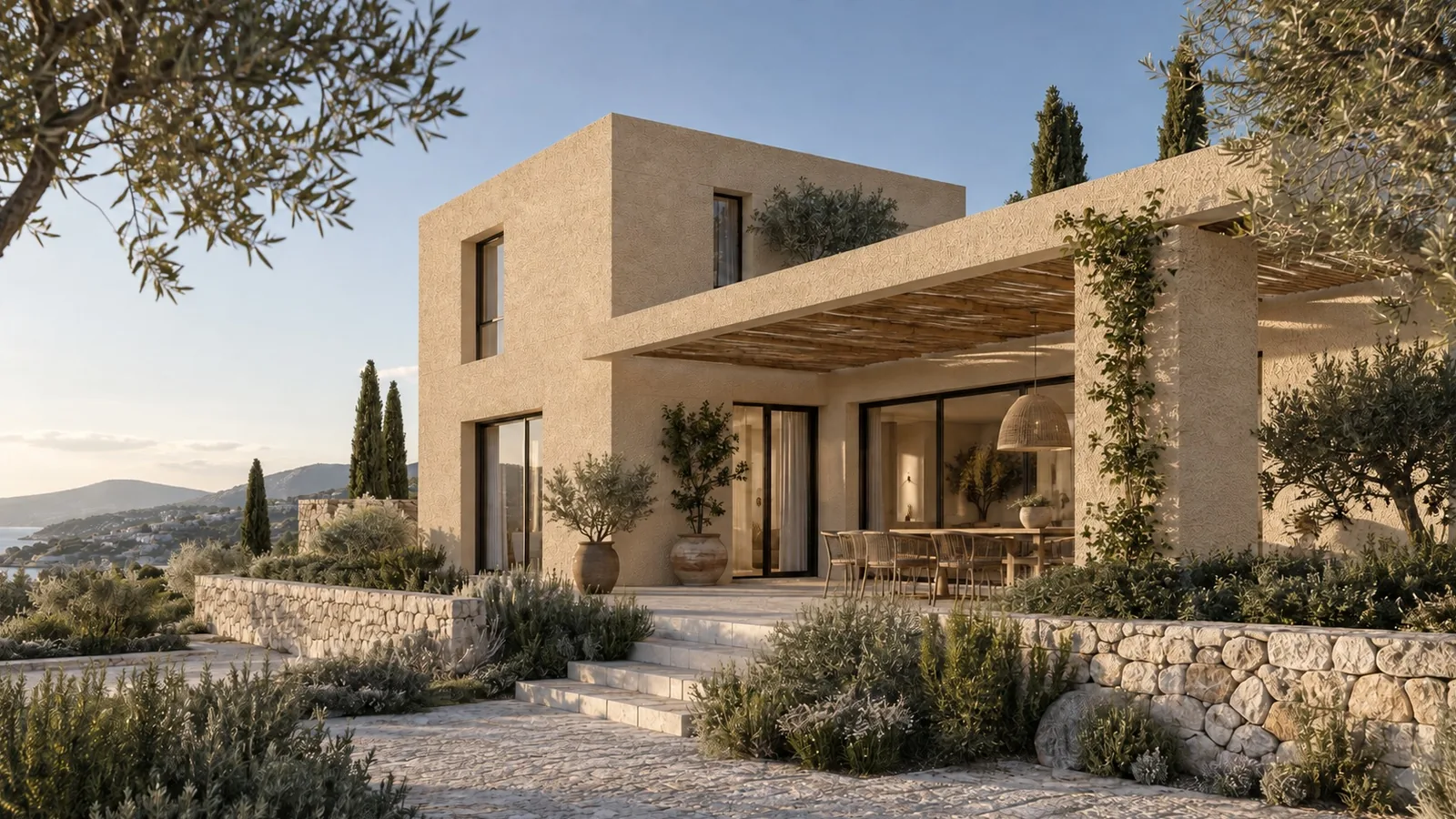 GRANIMORA · Sable, Maison méditerranéenne en lumière de fin d’après-midi